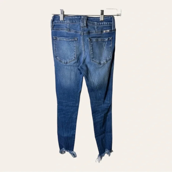 0857. KANCAN DENIM JEANS SIZE 24 DISTRESSED‎ WITH SHARK BITE HEM - Picture 7 of 10